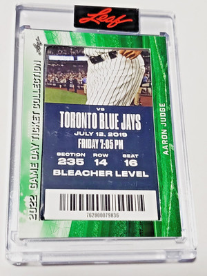 Aaron Judge 2022 Leaf Game Day Ticket Main Level 7/12/19 TC-1 Yankees Blue Jays