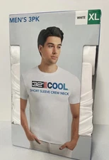 NEW 32 Degrees Cool Mens 3 Pack Short Sleeve Crew Neck Tee T-Shirt WHITE XL Wick