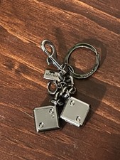 Coach Metal Dice Cluster Bag Charm Keychain Key Fob Silver Gray Gunmetal
