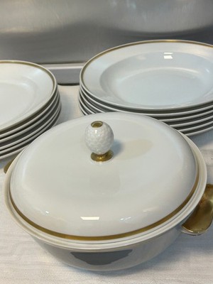 ROSENTHAL ++HELENA++SPEISE SERVICE 6 PERSONEN WEISS + FEINER GOLDRAND 15 TEILE
