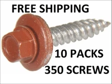 10 Packs of Hillman 35291 Red (35-Pack) 10 x 1-1/2 Self-Piercing Sheeter Screws 