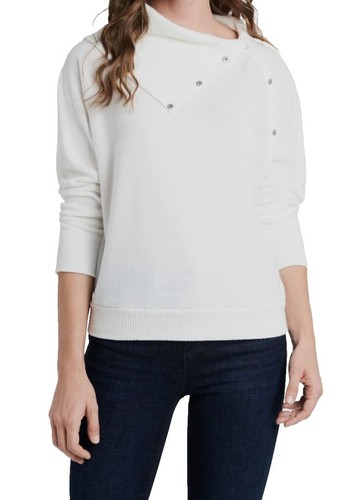 Vince Camuto Womens Ombre Foiled Pullover Sweater, White, Plus