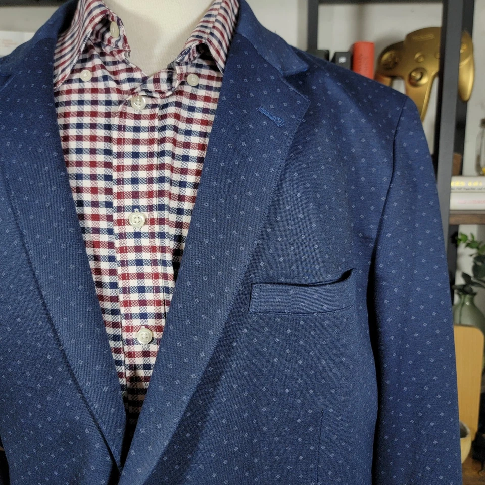 Abrigo Blazer Deportivo Ben Sherman Sastrería Para Hombre Dos Botones Azul Marino Mezcla de Poli 48L Foto 4 de 4