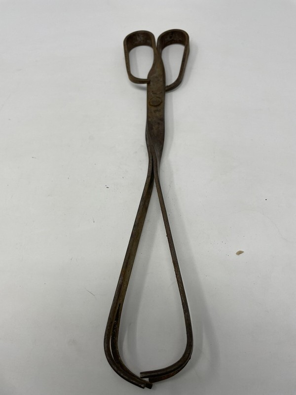 Vintage forged metal tongs