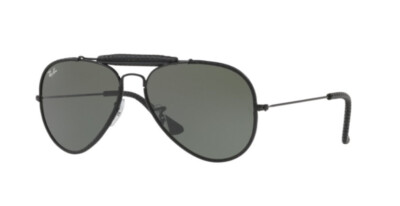 Ray ban 3422Q Aviator Leather 58 9040 Sunglasses Black