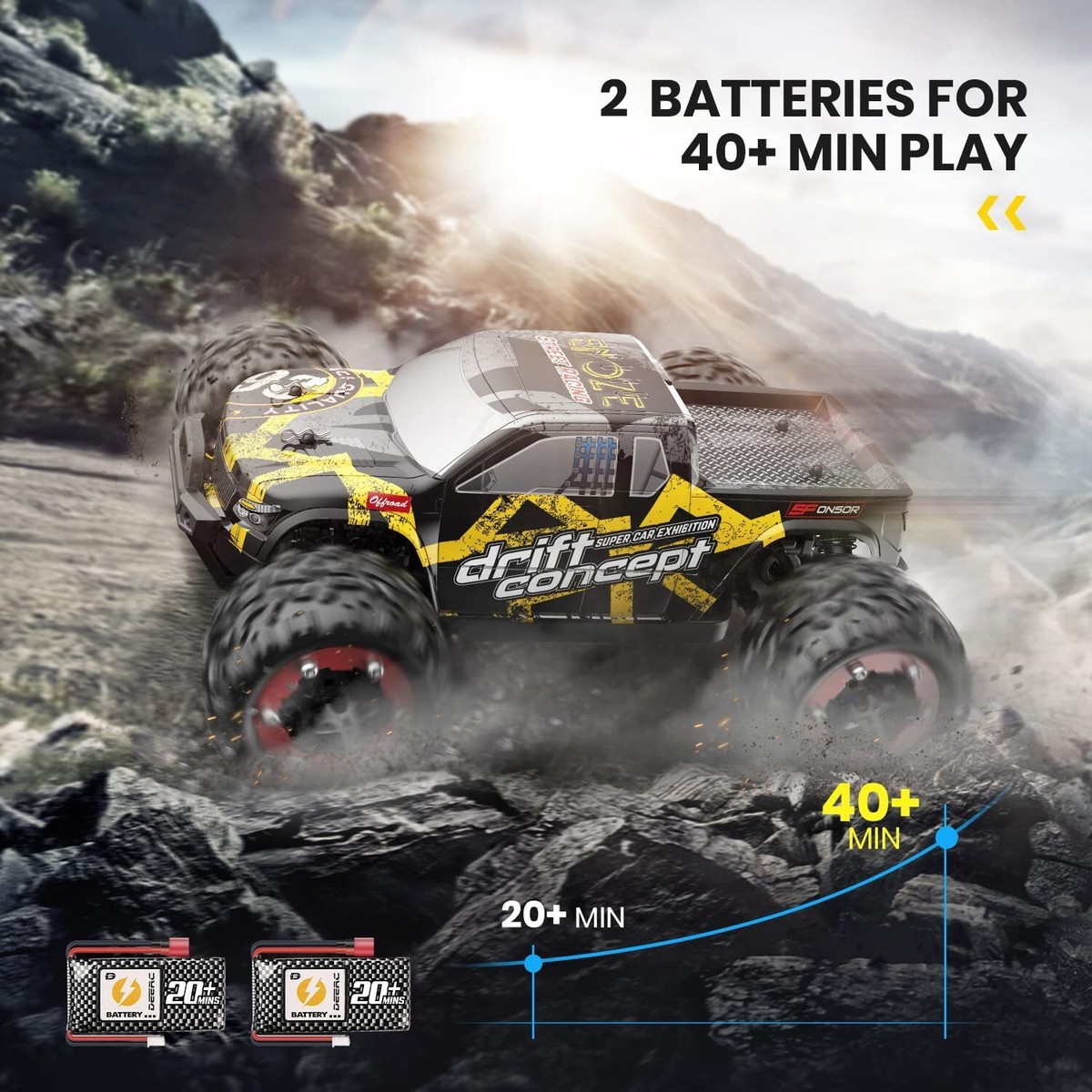 DEERC 4WD Brushless RC Cars 300E 60KM/H High Speed Car 1:18 Scale