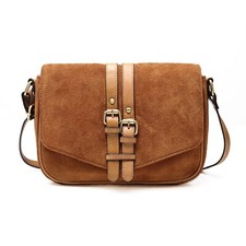 Vicenzo Leather Jeanie Suede Leather Crossbody Handbag, Color: Brown, Nwt
