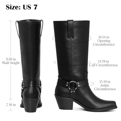 Womens Biker Boots Horse Riding Boots MidCalf square toe Cowgirl 7.5