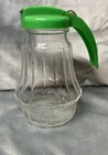 Vintage Federal Tool Syrup Dispenser Glass  w/ Green Plastic Top Chicago