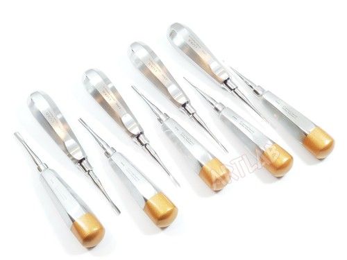 NEW GERMAN 9 PCS STRAIGHT DENTAL SURGERY EXTRACTION LUXATING ELEVATOR (GOLD) - Picture 3 of 8