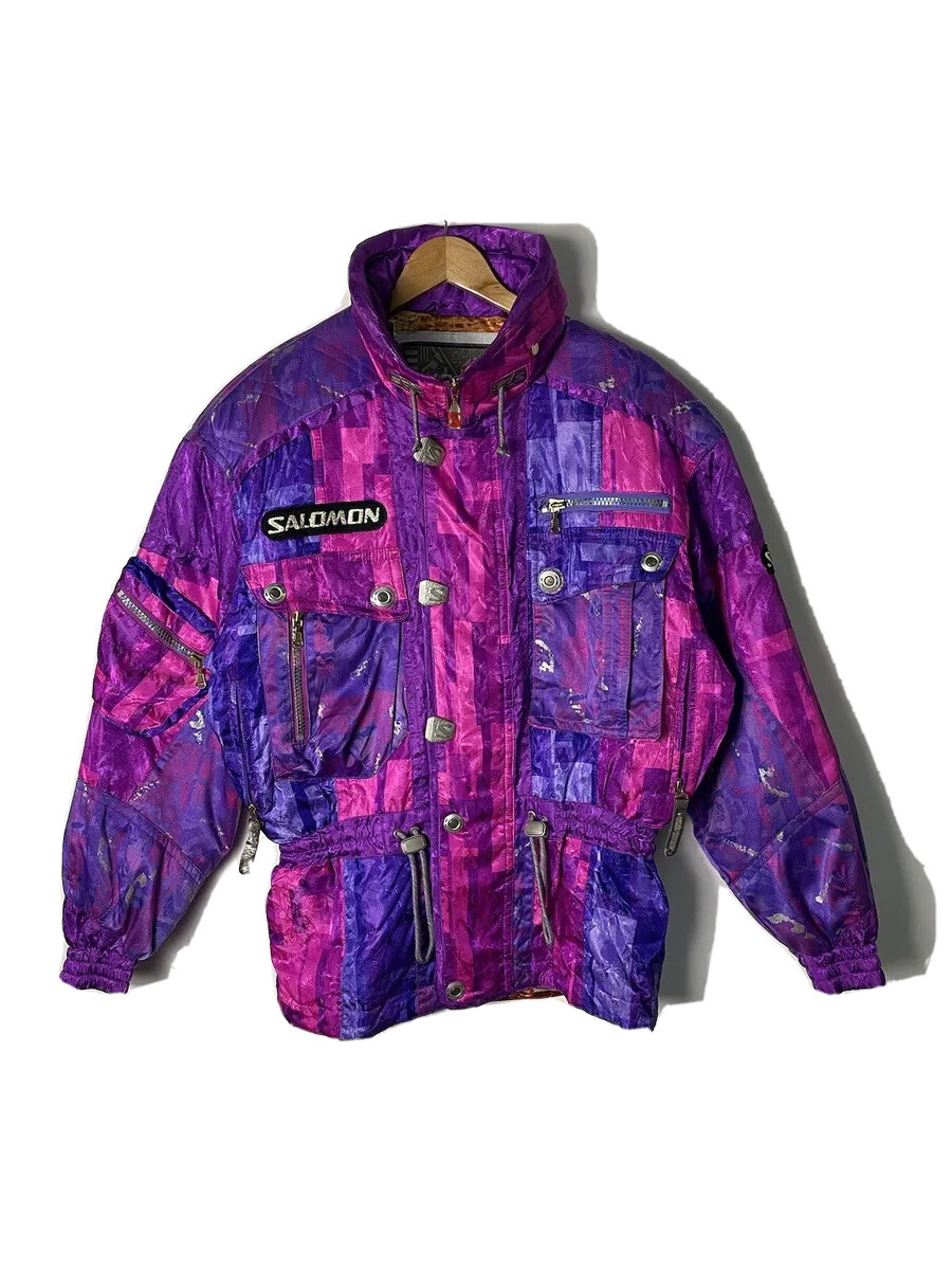 Giacca da sci vintage Salomon isolata abbigliamento invernale giacca multicolore stile anni 80