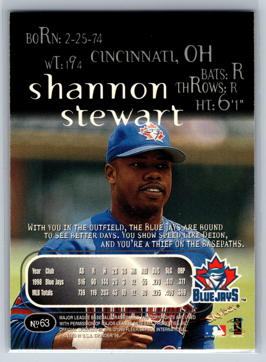 1999 Skybox Thunder 63 Shannon Stewart for sale online eBay