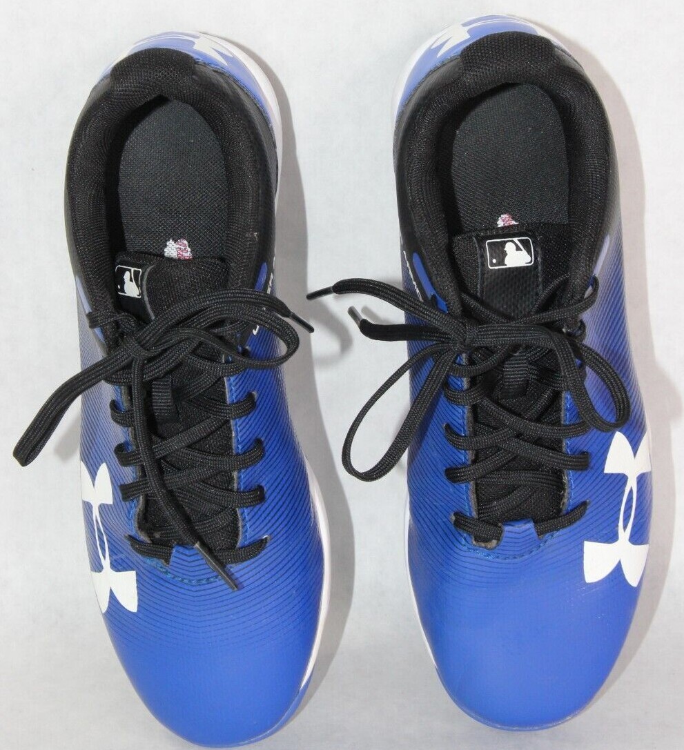 Under Armour BASEBALL Cleats Youth Size 4 Blue Black White, (b9