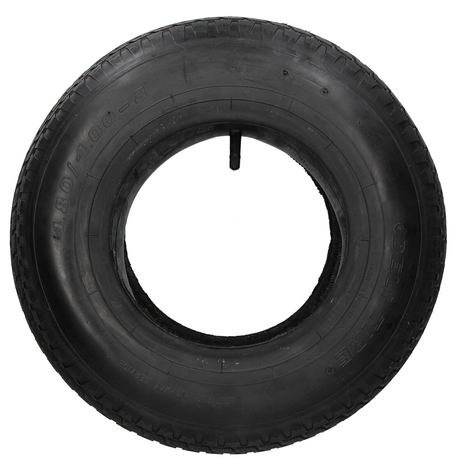 Reifen+Schlauch Set 400x100 / 4.80/4.00-8 – Stollenprofil, PR4-lagig, 305 Kg Tragkraft, Für Schubkarren & Anhänger, DELI-TYRE