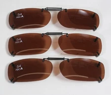 3 PAIR FOSTER GRANT BROWN SOLAR SHIELD CLIP-ON 54 REC A SUNGLASSES MSRP 53.97
