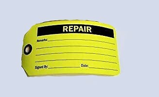 Repair Tag with Fiber Patch Fluorescent Cardstock Tag 25 Tags  3 x 6.25