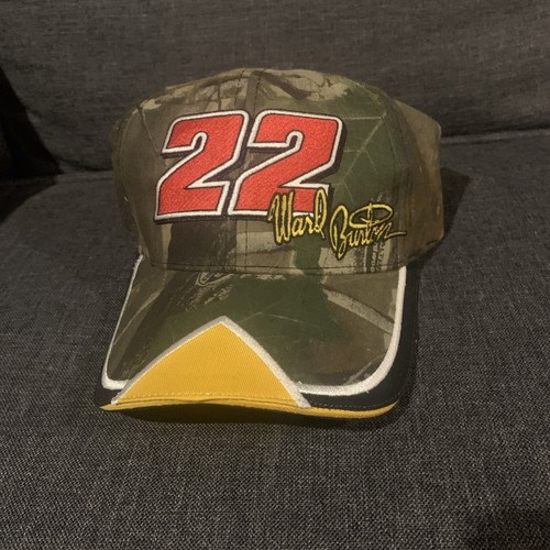 Ward Burton #22 NASCAR CAT Racing Strapback Hat Cap Black Caterpillar ...
