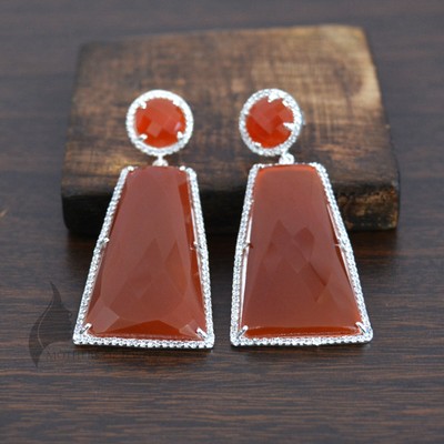 SoCute925 Dainty Heart Earrings Carnelian Dangle Earrings Sterling Silver Carnelian Earrings Heart Shape Carnelian Southwestern Jewelry