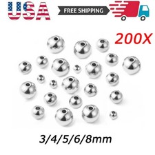For Jewelry Making DIY Stainless Steel Beads 3/4/5/6/8mm Solid Beads 200pcs/set