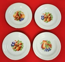 Marks & Rosenfeld Salad Plates 9" Fruit Gold Trim M & R France Set of 4 VTG