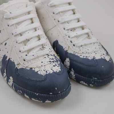 靴 Maison Margiela 36 MAISON MARGIELA VANDAL TABI PAINTED LOW SNEAKERS WHITE/GOLD