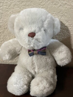 Vintage Gotta Get a Gund Grey Bear Plush  7'' Stuffed Animal 1965 with Bow Soft