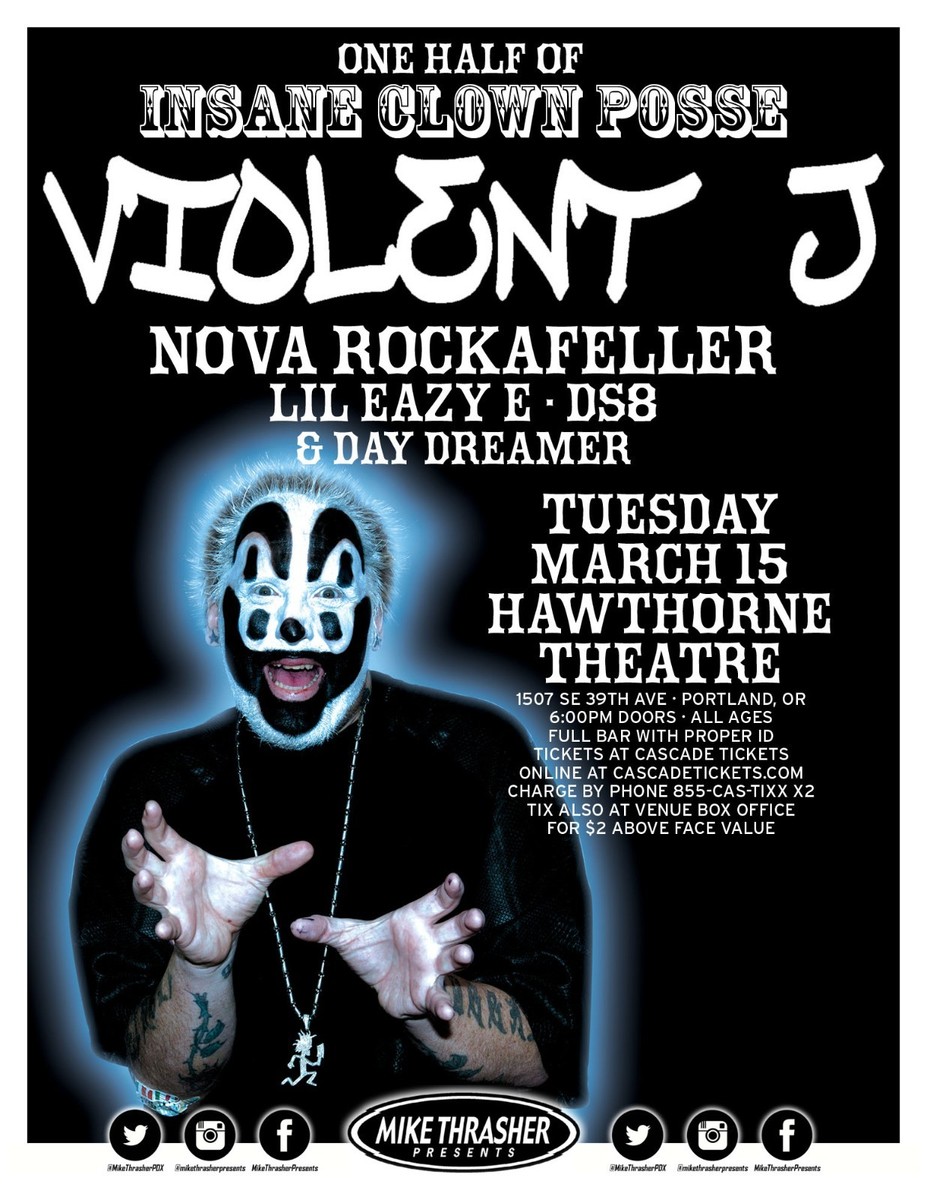 VIOLENT J /NOVA ROCKAFELLER 2016 PORTLAND CONCERT TOUR POSTER