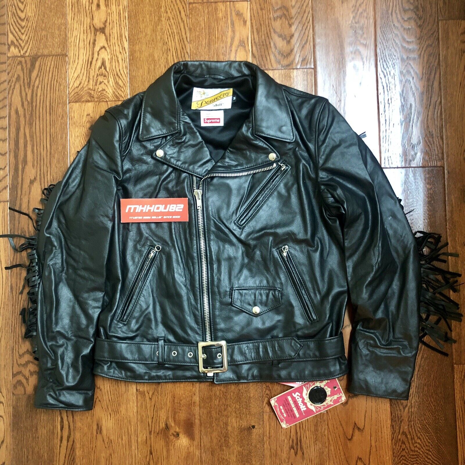 Leather jacket Supreme Black size S International in Leather