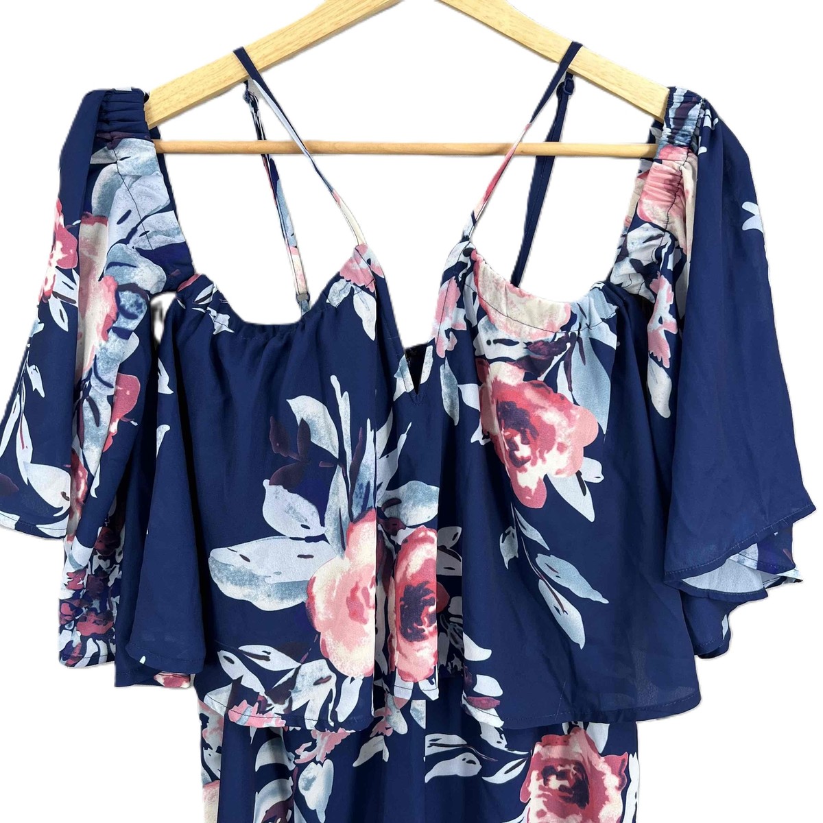 ジル専用ページ New Yumi Kim Dress Navy Blue Floral Ruffled Off Shoulder