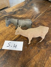 Grands âne et boeuf floqués 10cm Devineau crèche S4