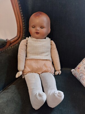 Poupon Bébé H40 France Corps Chiffon Raynal - Jumeau En Porcelaine 40 Cm (Occasion, Années 80/90)