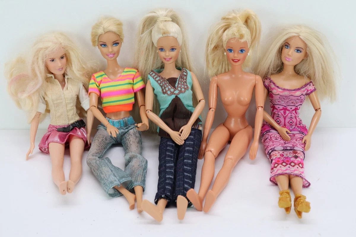 Lot of 5 Barbie Dolls Variety of Clothing and Accessories