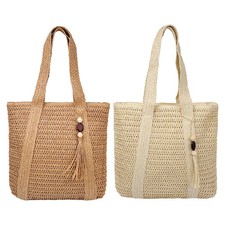 Womens Straw Beach Tote Bag Large Summer Boho Woven Bags Shoulder Handbags