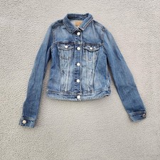 American Eagle Denim Jacket Womens XS Blue Jean Jacket Cropped Button Front