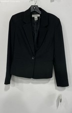 Nine West Womens Black Gray Striped Long Sleeve Single-Breasted Blazer Size 8