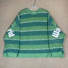Disney World Sweatshirt Mens 3X Green Mickey and Friends Striped Spirit Jersey