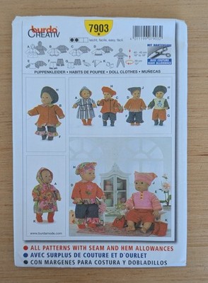 Burda Creativ 7903 Doll Clothes Pattern One Size Uncut