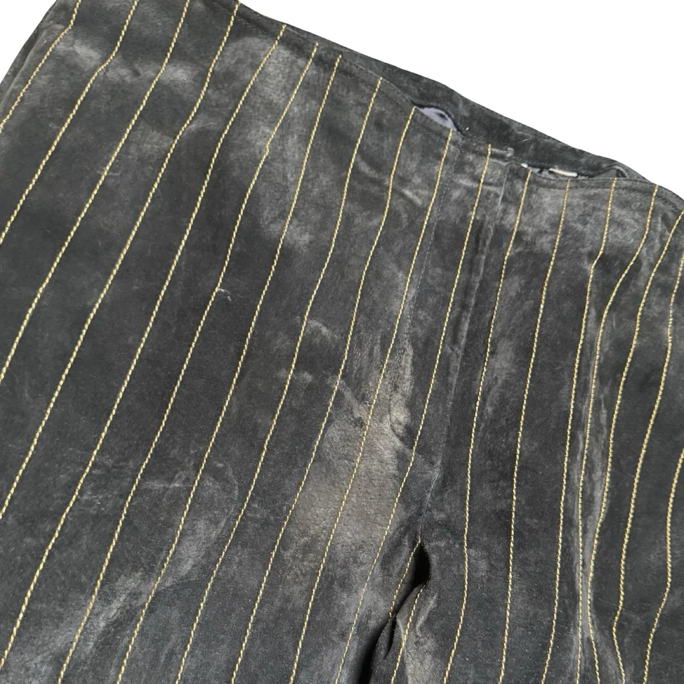 Wilsons Leather Maxima Pants Womens 18 Navy Pinstripe Genuine Leather Lined Zip - Image 2 of 4