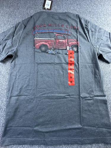 G.H. Bass & Co. Shirt Men Medium Asphalt Heather Rock Mills Lake Graphic Tee New - Bild 11 von 13