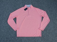 Peter Millar Crown Crafted Performance Mens Medium Salmon Pink 1/4 Zip Pullover