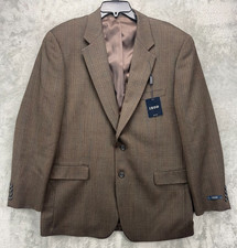 NWT Izod Men's Blazer 44R Brown Herringbone 100 Wool