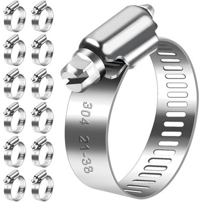 Schlauchschellen 21-38mm Edelstahl 304 verstellbar 12 Stück Rohrklemmen