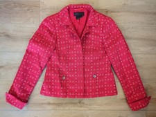 Nina McLemore Red White Textured Long Sleeve Blazer No Button Size 0