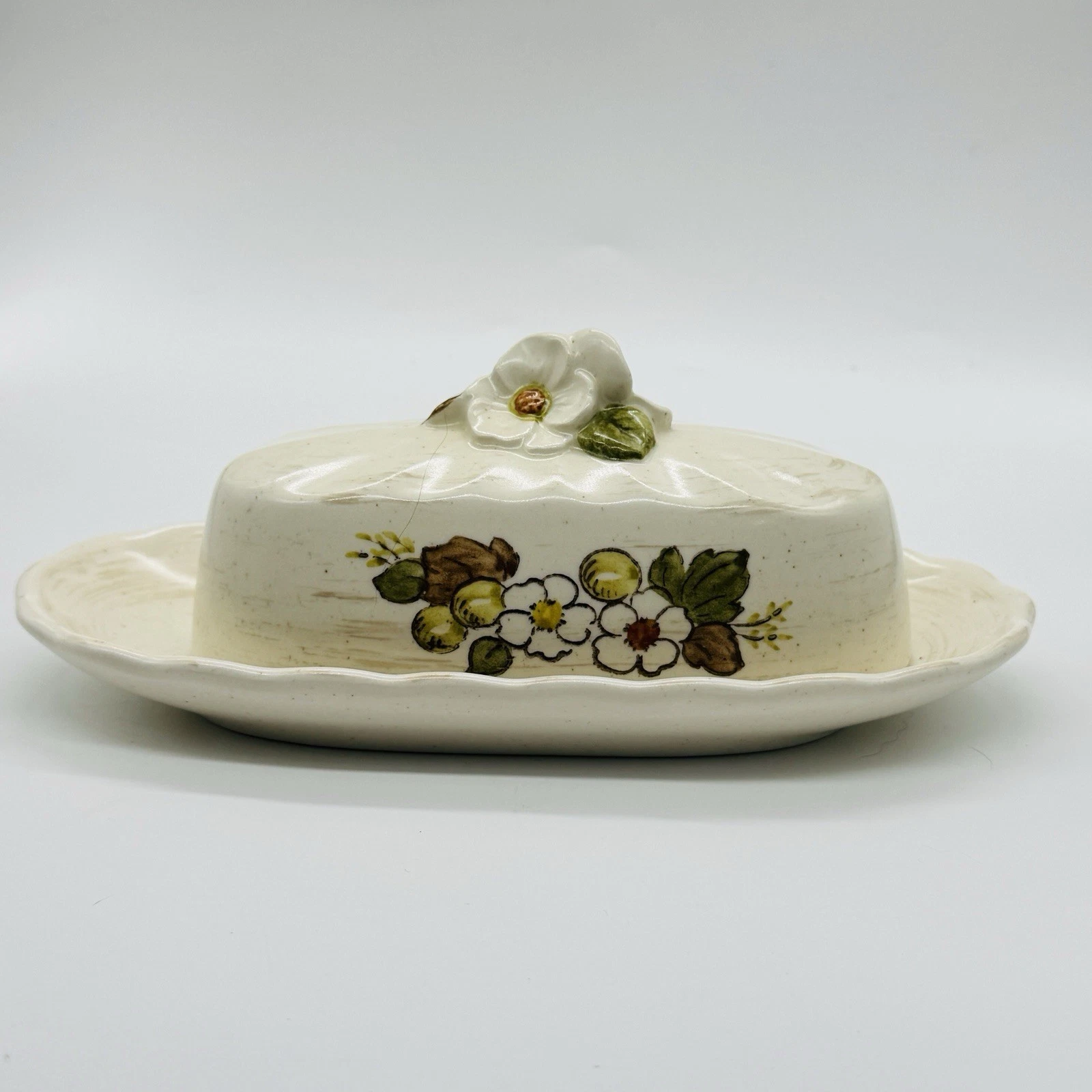 VTG Vernon Ware Metlox Covered Butter Dish 78 Fruit Basket Poppytrail Farmcore