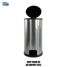 Mainstays Kitchen Trash Can, 7.9 Gallon Plastic Step Garbage Bin with Lid, Silve