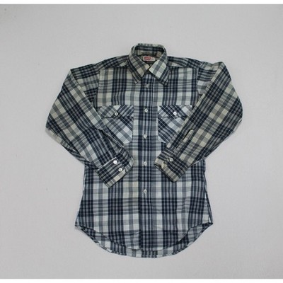 Levi's Men Blue Plaid Wester Pearl Snap Plaid Casual Vintage Size Small