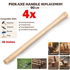 4x Pick Axe Shaft Handle Replacement 36" Heavy Duty Wood Pickaxe Garden Mattock
