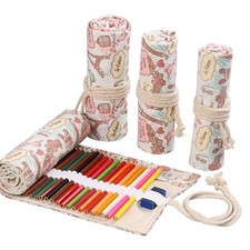 Pencil Roll Holder 36 Durable Canvas Large Capacity Slots Portable Pencil Wrap f