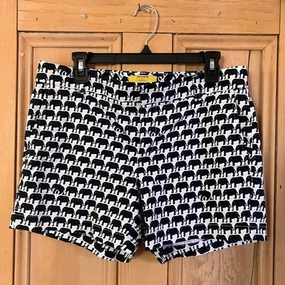 Banana Republic Womens Milly Collection Elephant Shorts Sz 10 White Black SP EXC
