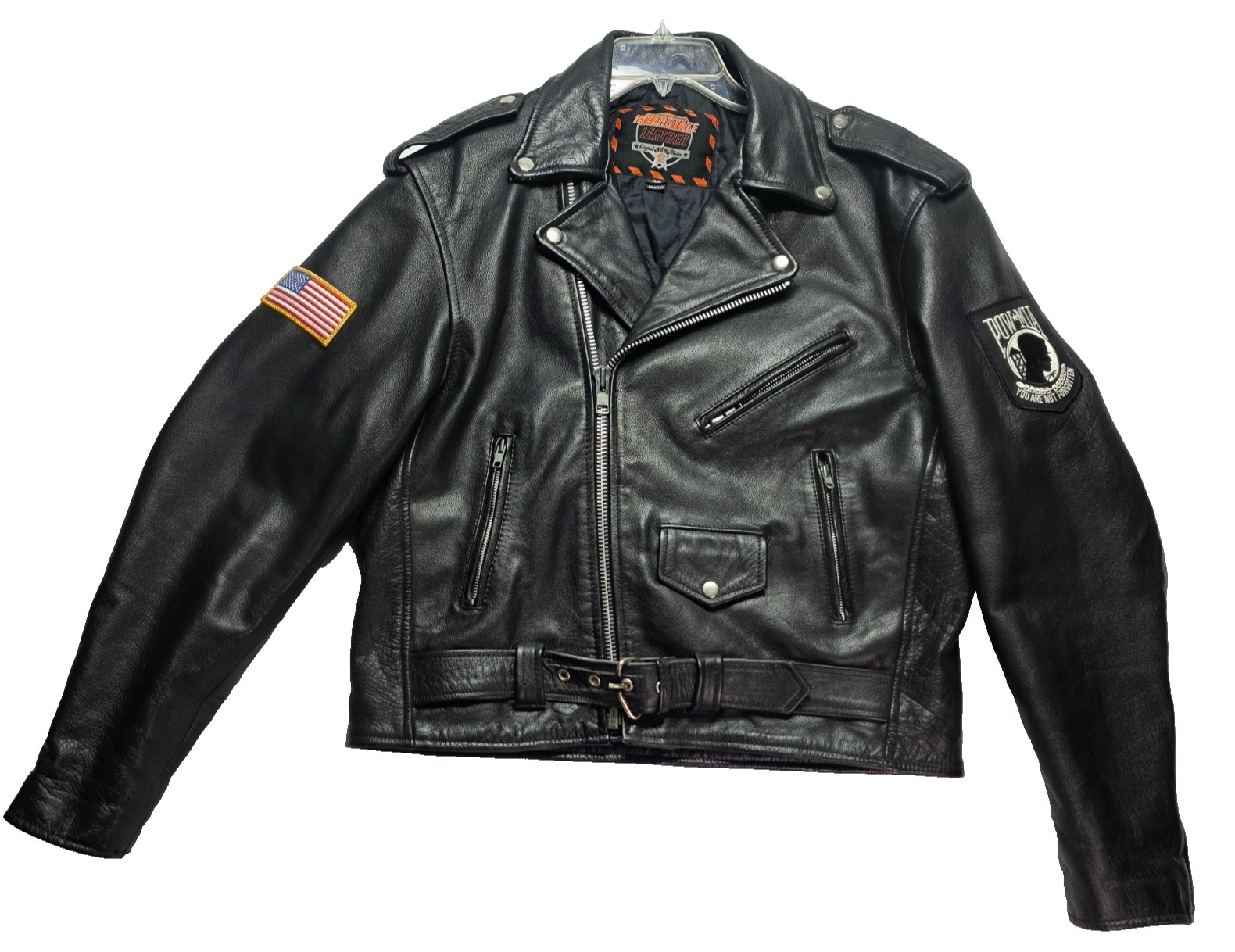 Interstate Leather Motorcycle Jacket Black Quilt-… - image 1